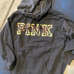 Victoria's Secret Charcoal Hoodie with Vibrant Logo